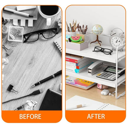 2 Tier Desktop Organiser Shelf Storage Rack for Desk Bedroom Makeup