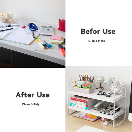 2 Tier Desktop Organiser Shelf Storage Rack for Desk Bedroom Makeup