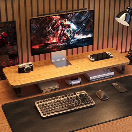 Monitor Riser Stand Wood and Metal with Storage Rack Easy to Install