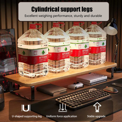 Monitor Riser Stand Wood and Metal with Storage Rack Easy to Install