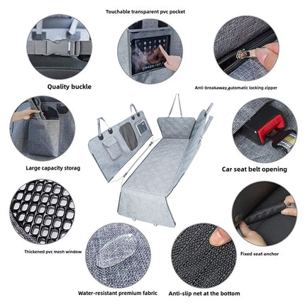 Detachable Waterproof Car Rear Pet Mat Non Slip Washable Seat Cover Dogs Cats