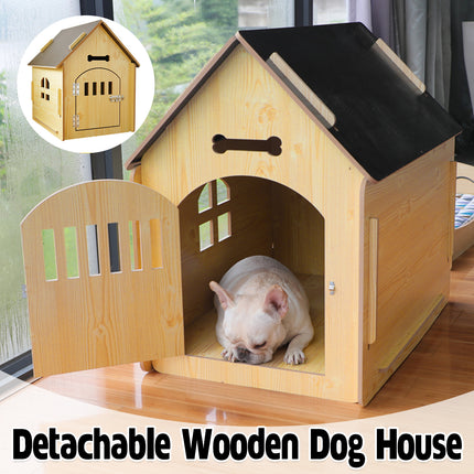Wooden Pet House Detachable Dog Bed Cat House For Indoor Outdoor Use Comfortable
