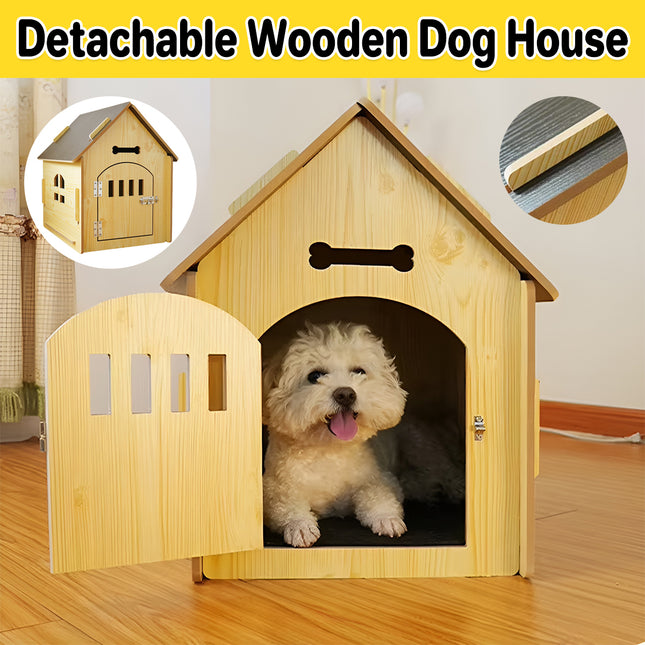 Wooden Pet House Detachable Dog Bed Cat House For Indoor Outdoor Use Comfortable