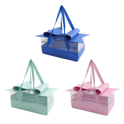 5PCS Bow Gift Box Transparent PVC Design with Ribbon Wedding Party Favor Boxes