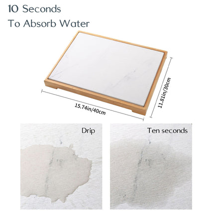 Diatomite Instant Absorbent Dry Mat With Bamboo Frame Bathroom Kitchen Dry Pad