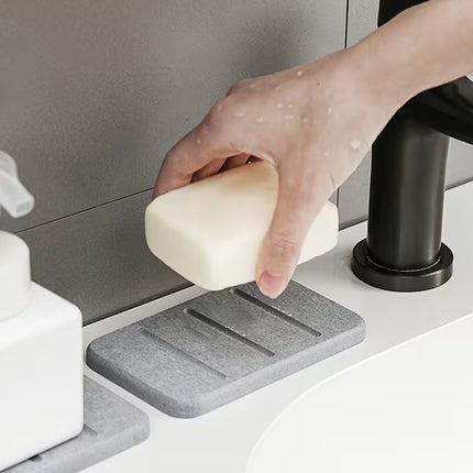 Water Absorbing Diatomite Soap Dish Tray Bathroom Sink Countertop Soap Holder