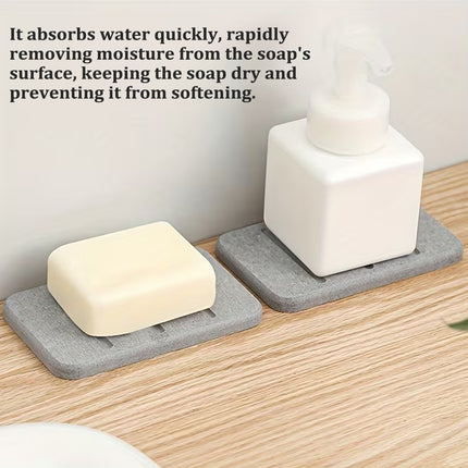 Water Absorbing Diatomite Soap Dish Tray Bathroom Sink Countertop Soap Holder