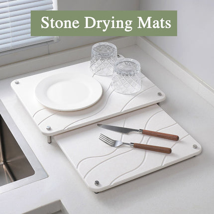 2PCS Diatomaceous Earth Dish Drying Mat Kitchen Countertop