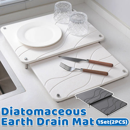 2PCS Diatomaceous Earth Dish Drying Mat Kitchen Countertop