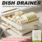 Multifunctional Dish Drying Drainer Stainless Steel for Kitchen Sink Counter Use