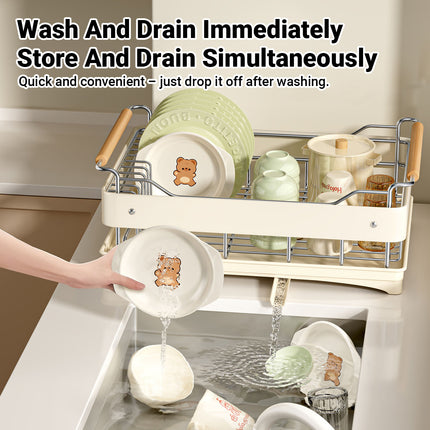 Multifunctional Dish Drying Drainer Stainless Steel for Kitchen Sink Counter Use