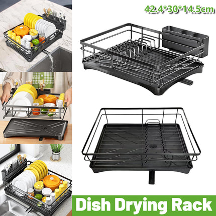 Large Capacity Kitchen Dish Drying Rack Sink Plate Bowl Tableware Storage Shelf