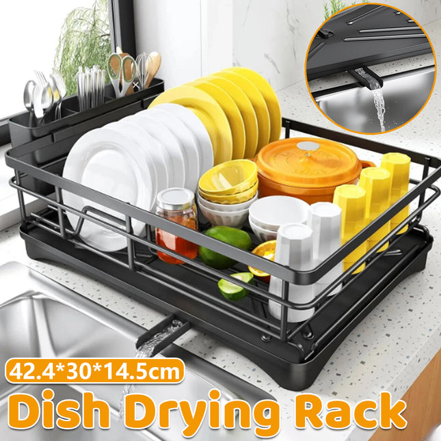 Large Capacity Kitchen Dish Drying Rack Sink Plate Bowl Tableware Storage Shelf