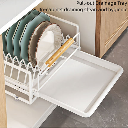 Pull Out Storage Rack Kitchen Dish Bowl Organiser Carbon Steel 40 x 30 x 13cm