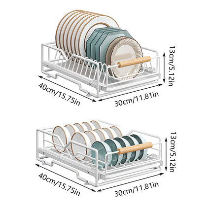 Pull Out Storage Rack Kitchen Dish Bowl Organiser Carbon Steel 40 x 30 x 13cm