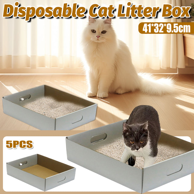 5pcs Disposable Cat Litter Box Folding Portable Outdoor Car Travel Pet Toilet