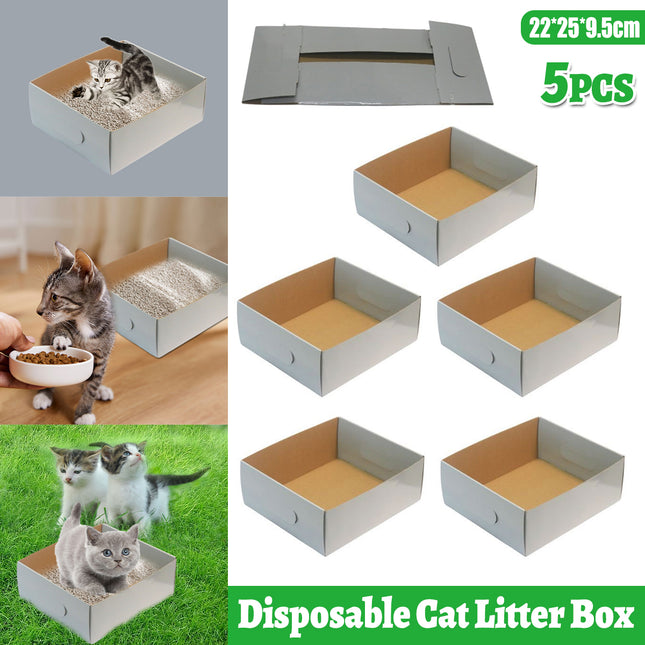 5pcs Disposable Litter Box Small Kitten Outdoor Tray Degradable Travel Use Size
