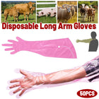 50pcs Clear Long Arm Glove Plastic Farm Glove Disposable Vet Glove Midwifery