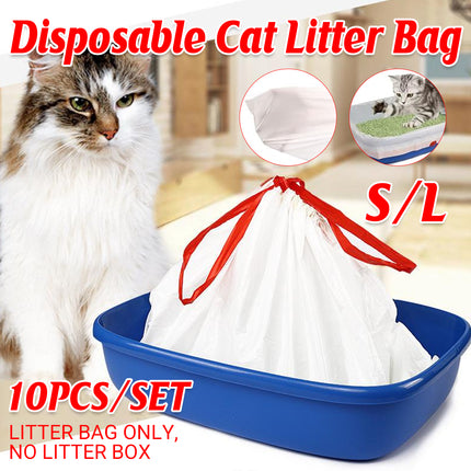 10 PCS Disposable Pet Waste Bags Cat Litter Bags Thickened Heavy Duty Leakproof