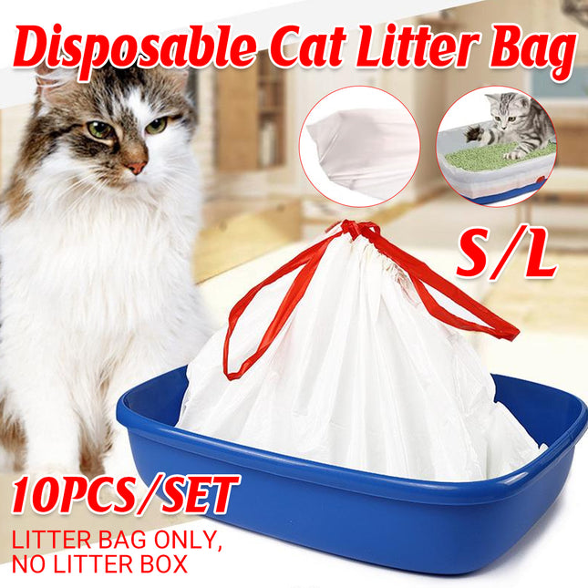 10 PCS Disposable Pet Waste Bags Cat Litter Bags Thickened Heavy Duty Leakproof