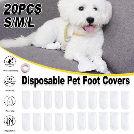 20pcs Disposable Footwear Covers for Dogs Pet Shoe Covers Waterproof Anti-Dirty