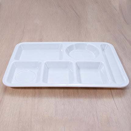 5PCS Divided Dinner Plates 6 Compartment Portion Tray Meal Organiser White