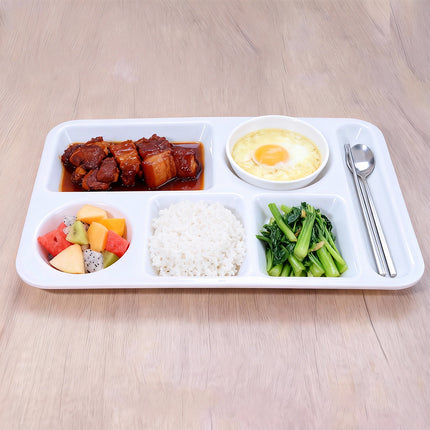 5PCS Divided Dinner Plates 6 Compartment Portion Tray Meal Organiser White