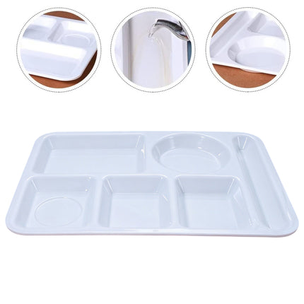 5PCS Divided Dinner Plates 6 Compartment Portion Tray Meal Organiser White
