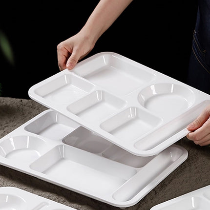 5PCS Divided Dinner Plates 6 Compartment Portion Tray Meal Organiser White