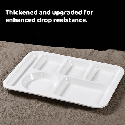 5PCS Divided Dinner Plates 6 Compartment Portion Tray Meal Organiser White
