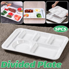 5PCS Divided Dinner Plates 6 Compartment Portion Tray Meal Organiser White