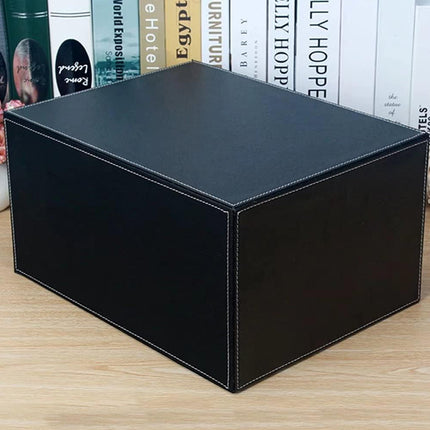 A4 File Storage Drawer Organiser Faux Leather Desktop 3 Drawers 33.5cm
