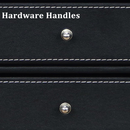 A4 File Storage Drawer Organiser Faux Leather Desktop 3 Drawers 33.5cm