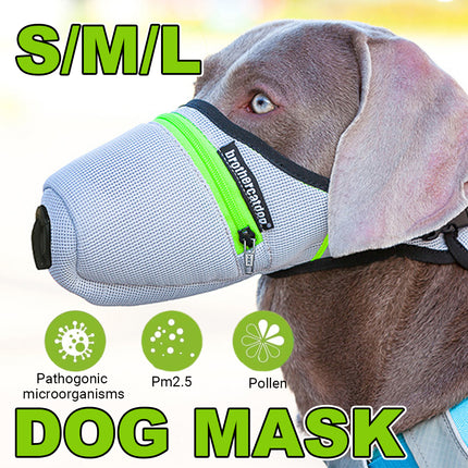 Adjustable Breathable Dog Muzzle with Reflective Strip Zipper Design S/M/L