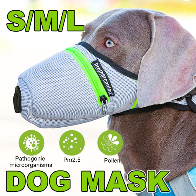Adjustable Breathable Dog Muzzle with Reflective Strip Zipper Design S/M/L