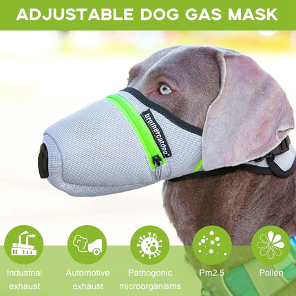 Adjustable Breathable Dog Muzzle with Reflective Strip Zipper Design S/M/L
