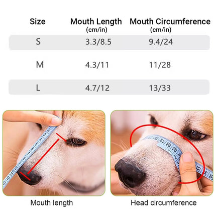 Adjustable Breathable Dog Muzzle with Reflective Strip Zipper Design S/M/L