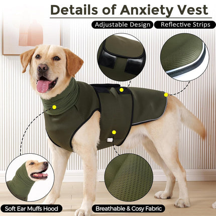 Calming Dog Vest for Stress Relief Travel Thunder Wrap Jacket for Medium Large Dogs
