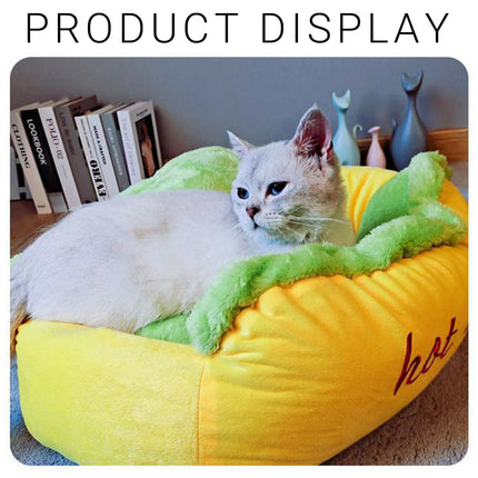 Cute Pet Sleeping Bed Hot Dog Hamburger Cat Dog Kennel Winter Deep Sleep Mat Use