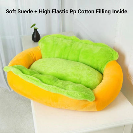 Cute Pet Sleeping Bed Hot Dog Hamburger Cat Dog Kennel Winter Deep Sleep Mat Use