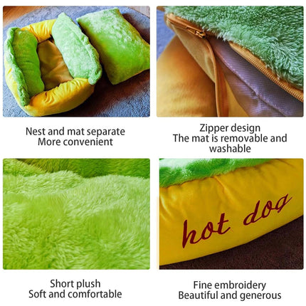 Cute Pet Sleeping Bed Hot Dog Hamburger Cat Dog Kennel Winter Deep Sleep Mat Use