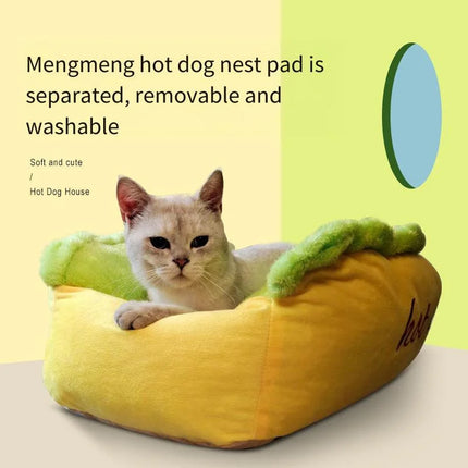 Cute Pet Sleeping Bed Hot Dog Hamburger Cat Dog Kennel Winter Deep Sleep Mat Use