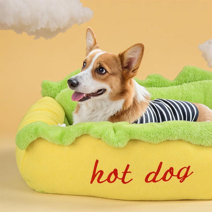 Cute Pet Sleeping Bed Hot Dog Hamburger Cat Dog Kennel Winter Deep Sleep Mat Use
