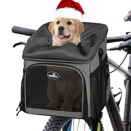 Bike Pet Basket Carrier Bicycle Dog Cat Bag Breathable Mesh Backpack 5 Way Carry
