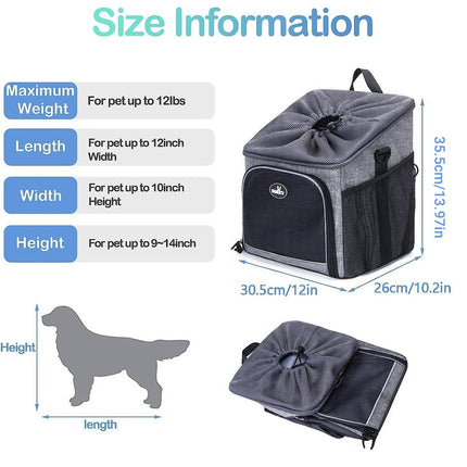Bike Pet Basket Carrier Bicycle Dog Cat Bag Breathable Mesh Backpack 5 Way Carry