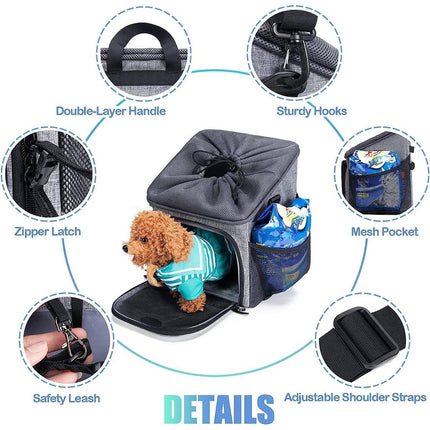 Bike Pet Basket Carrier Bicycle Dog Cat Bag Breathable Mesh Backpack 5 Way Carry