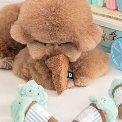 Dog Cat Sniffing Sound Ice Cream Toy Treat Hiding Slow Feeding Foraging Pet Toy