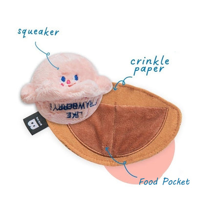 Dog Cat Sniffing Sound Ice Cream Toy Treat Hiding Slow Feeding Foraging Pet Toy