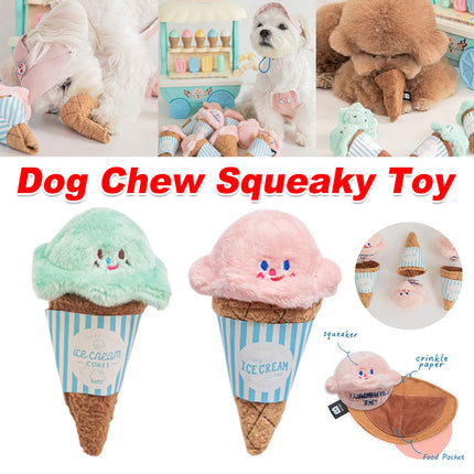 Dog Cat Sniffing Sound Ice Cream Toy Treat Hiding Slow Feeding Foraging Pet Toy