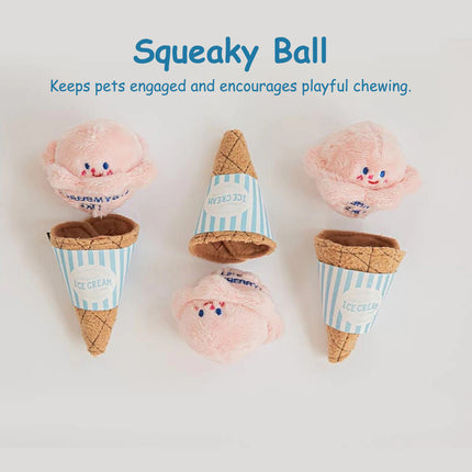 Dog Cat Sniffing Sound Ice Cream Toy Treat Hiding Slow Feeding Foraging Pet Toy